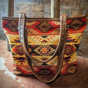 Montana West Aztec Canvas Tote Handbag